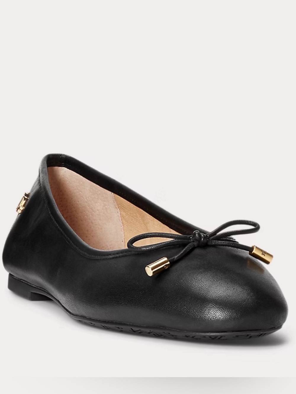 Ralph Lauren Jayna Black Leather Ballet Flats Size 8